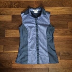 Van Heusen Sleeveless Two-Tone Button Down Blouse